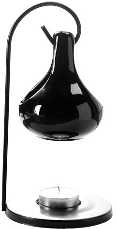 Keramik Duftöl-Brenner, Hexenkessel Design, Ölverdämpfer für ätherische Öle, mit Teelicht-Halter, Halloween Deko (Schwarz 2)