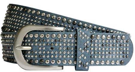 Best Emilie Damen Nietengürtel - Vintage Gürtel - Jeans Gürtel in 15 Farben - Blue Sky 95