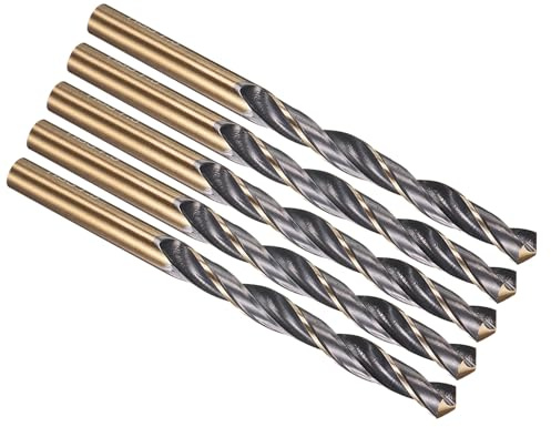PATIKIL 7.5mm Drill Bit 4341 High-Speed Steel 118° for Thin Metal 5 Pack | Jobber Straight Shank 118° Black and Gold Finish for Medium-hard Metal Steel Acrylic