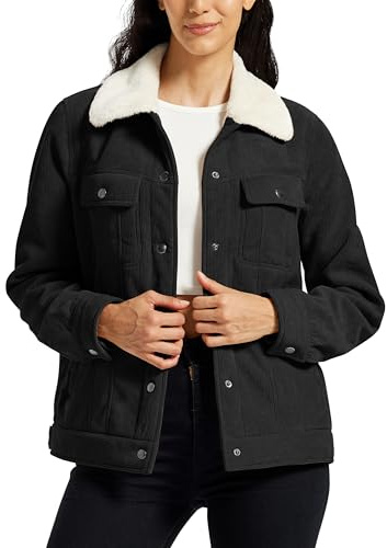 MoFiz Veste Polaire Femme Blouson Hiver Chaud Veste Velours Côtelé | Chaud Veste Sherpa, Veste Hiver à Boutons, Élégant, Veste Mi‑saison, Veste Décontracté, Lavage Machine.