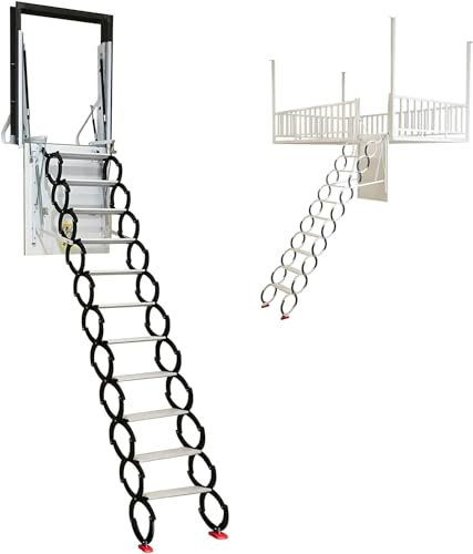 Scala pieghevole per soppalco laterale – 2,8 m scale di estensione per soffitte Design salvaspazio Pull Down facile installazione durevole e robusta soluzione di accesso al loft
