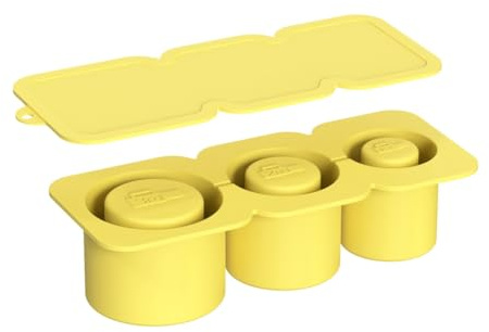 Flaroey Ice Mold for Cups,Silicone Ice Maker with Lid for Making 3 Hollow Cylinder Ice Molds, Easy to Use Yellow