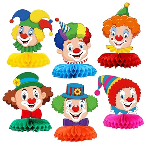 Zirkus Deko, 6-teilige Clown Faschingsdekoration, Bunte Zirkus Dekoration Für Party, Fröhliche Clown Deko Für Tisch Und Raum,Für Karneval, Party, Faschingsdeko