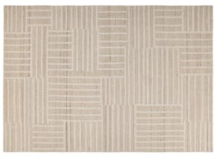 Loberon Teppich Nouriya - Getuftete Linienstruktur - Geometrische Muster - Weiche Haptik - Natürliche Töne - 140x200 cm - Wohntextilien - Wohnaccessoires - Wolle, Creme