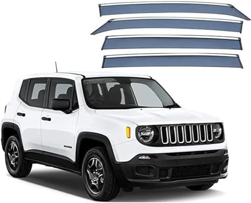QiaoCL Windabweiser für Jeep Renegade 2016, halten Ihr Auto bei Regen belüftet, reduzieren Windturbulenzen, Regen- und Sonnenschutz