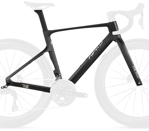 HZXQCVB 700C Rennrad-Rahmenset Gravelbike-Rahmen 43CM/46CM/48CM/51CM/54CM Kohlefaser Scheibenbremsrahmen Mit Gabel Steckachse 100mm/142mm(Black,540mm)