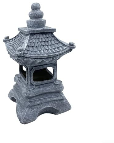 Estatua de linterna zen para exteriores con energía solar hecha de poliresina resistente a la intemperie para decoración de jardín y patio (B)