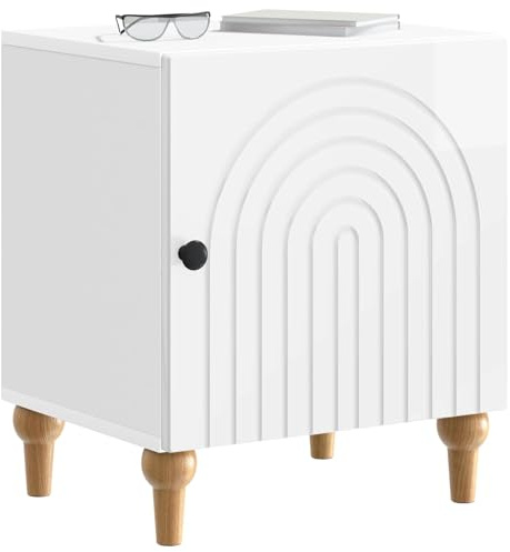 vidaXL Nachttisch Hochglanz Weiß 43 x 34,5 x 50 cm Holzwerkstoff, Moderner Nachttisch, rechteckiger Beistelltisch, Coole Aufbewahrung, schicker Schrank, kompakter Schreibtisch