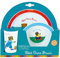 FUN HOUSE 005444 Petit Ours Brun Ensemble Repas Contenant 1 Assiette, 1 Bol et 1 Verre pour Enfant Polypropylène Blanc 26.5x8.5x24.5 cm
