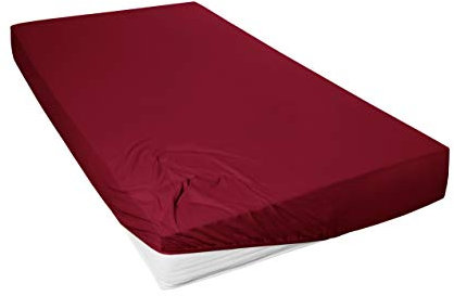 Primera Mako-Feinjersey Jersey-Spannbetttuch, Bordeaux, 90x190-100x200 cm