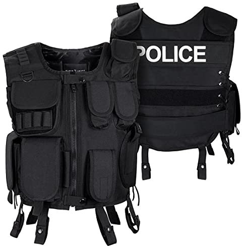 Black Snake® Police Einsatzweste Taktische Weste schwarz Paintball Softair Gotscha Brustschutz - M/L - Police