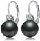 Perlenohrringe Hängend Schwarz Perlen Ohrringe Silber Schwarze Ohrringe Damen Creolen mit Perle
