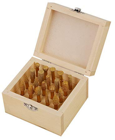 KATSU Tools Electroplated Diamond Burr 20pcs Coarse Grit #46, Model 124304