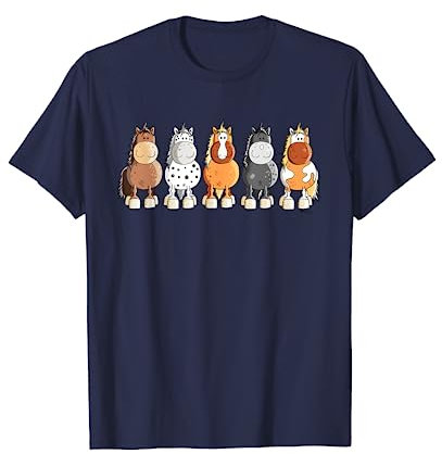 Aunroaa Drolliges Pferde Team I Funny Horses Shirt I Pony T-Shirt für Kinder, Mädchen und Damen (Damen) mit Sinn für Humor, Cartoon-Humor T-Shirt mit Rollkragen und Kurzärmeln, Schwarz, S