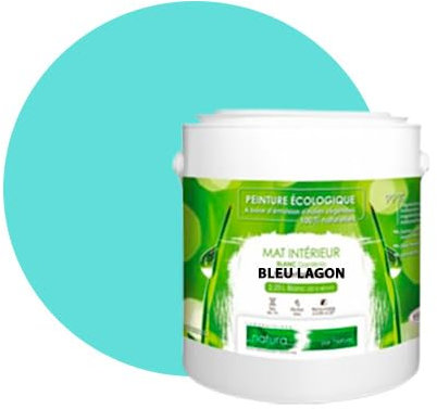 Peinture naturelle écologique aspect Mat NATURA - Tassili - Murale intérieur - 43 couleurs - 2,5 L - 45 m² (Bleu Lagon)