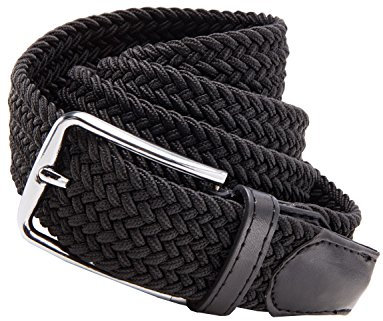 LisaModa Herren Stretch Flechtgürtel LM1000 Stretchgürtel Stoffgürtel Viele Farben (Schwarz, 125-140)