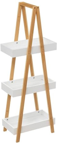 Five - Desserte de Salle de Bain 3 Niveaux en Bambou et Bois Blanc