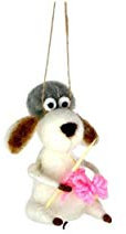Anhänger Filz Strickender Hund 9cm Weihnachtsschmuck Weihnachtsdeko Weihnachten Dekoration Baumschmuck Stricken Wolle