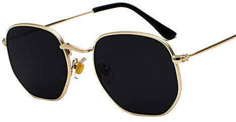 ERIOG Sonnenbrille Square Sonnenbrille Herren Hexagon Sonnenbrille Mannen Damen Metallrahmen Angelbrille Goldgrau Schwarzgrau Silber Grau Brillen