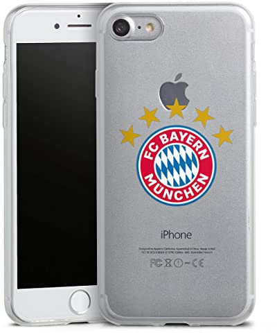 Slim Case extra dünn kompatibel mit Apple iPhone SE (2020) Silikon Handyhülle transparent Hülle FC Bayern München FCB Sterne