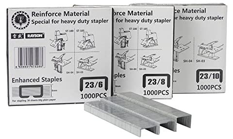 Rayson Robuste Heftklammern, 23/6, 23/8, 23/10, vielseitige Heftklammern, 3 Boxen mit 1000 Heftklammern (3000 Heftklammern)