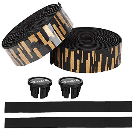 MAGT Fahrrad Lenkerband, Dämpfende Schweißabsorption Atmungsaktiv Fahrrad Lenkerbänder Anti Rutsch Fahrrad Lenker Band für Rennrad(Golden)