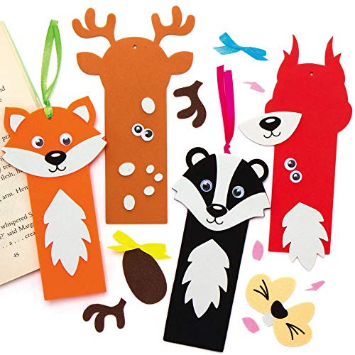 Baker Ross AX207 Waldtiere Lesezeichen Bastelset Für Kinder - 8 Stück, Kreativsets Und Bastelbedarf Für Kinder Zum Basteln Und Dekorieren In Der Herbstzeit, Mittel, Rotes