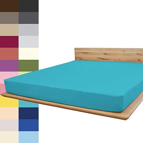 JONA SLEEP® Premium Spannbettlaken (180-200 x 200 cm) Jersey Baumwolle Petrol - 220 g/m² - ÖKO-TEX 100 zertifziert - Made in Austria