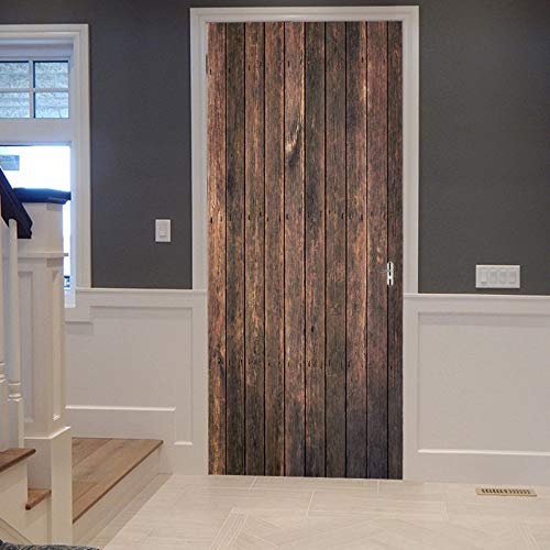 A.Monamour Türtapete Selbstklebend Türfolie Türposter 3D Grunge Tiefbraune Vertikale Holz Bretter Scheunentor Holz Texturen Vinyl Folie Türdeko Tapete Wandbild Türaufkleber Türtattoo 77 x 200 cm