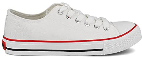 PAYMA - Zapatillas Bambas Botas de Lona Mujer. Puntera de Goma. Playeras de Deporte Casual y Caminar. Color: Blanco Bajas Piso Sencillo. Talla 40