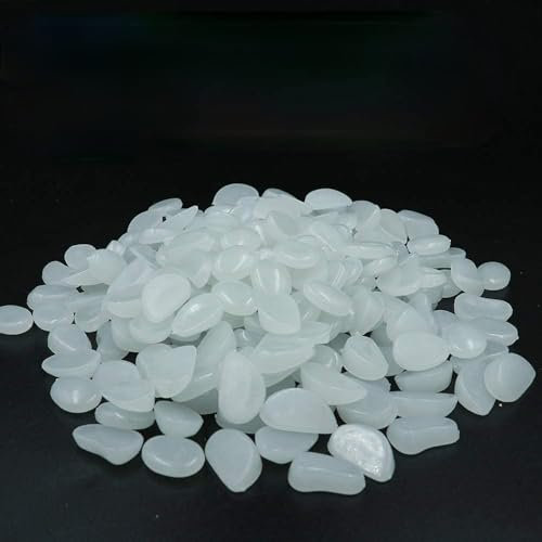 HBSTK 300 Piezas de guijarros Blancos, guijarros Negros, Piedra Luminosa, Piedras Luminosas de Piedra para Pasarela de jardín, Piedras Decorativas de jardín para pasarelas, decoración al Aire Libre