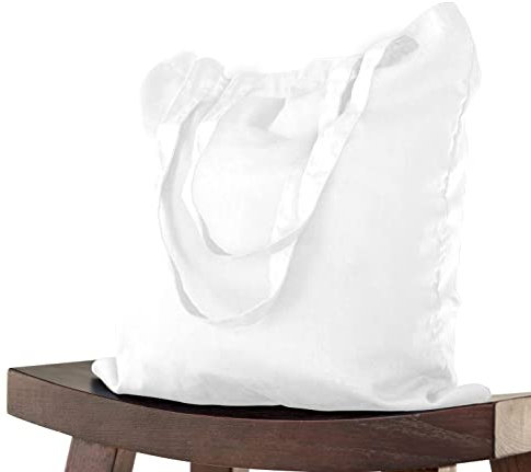 ELES VIDA 5 STÜCK Baumwolltasche 38 x 42 cm unbedruckt, Lange Henkel Stofftasche Tragetasche Umhängebeutel Baumwollbeutel Jutebeutel ÖKO-TEX® geprüft Stoffbeutel, Einkaufstasche, Jutebag Weiß