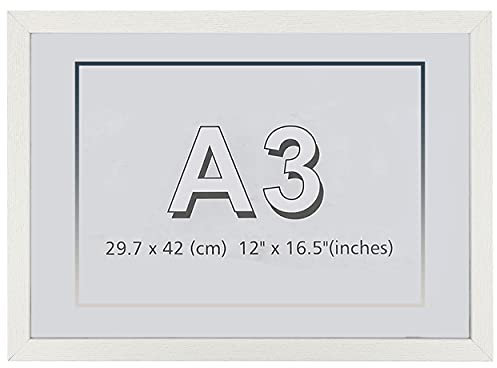 H HANSEL HOME Marco de Fotos 29.7 x 42 cm A3 Blanco Hecho de Madera Panel de Metacrilato Marco de Fotos para Decoracion Especial para Títulos Universitarios