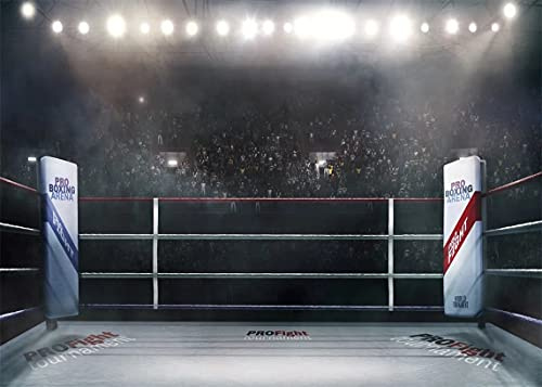 BELECO 2.5x1.8m Stoff-Boxring-Hintergrund, verschwommenes Zuschauer- und Stadionlicht, MMA-Arena-Fotohintergrund für Geburtstagsparty-Dekorationen, UFC Supplies, Babyparty-Fotohintergrund
