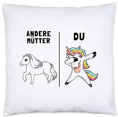Hey!Print Andere Mütter Du Kissen inkl. Füllung Beste Mutter Mama der Welt Einhorn Geburtstag Muttertag von Nichte & Neffe 40x40cm