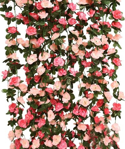 PARTY JOY 8 Pièces 250 cm Fleur Artificielle, Fausse Rose, Guirlande Fleurs Artificielles, Rose Artificielle, Guirlande Mariage, pour Décoration Arche De Mariage Maison Jardin, Rose