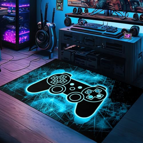 Gaming Video Game Area Rugs for Boys Teens Modern Cool Tech Style Gaming Room Home Decor Gamer Controller Gamepad Pattern Area Rug Floor Carpet Bathroom Mat for Leisure/Living/Bedroom