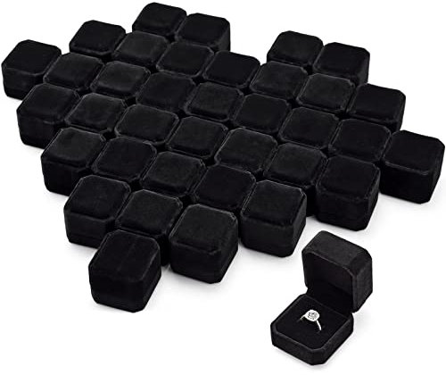 Laumoi 36 Stück Samtringschatullen für Hochzeitszeremonie, Verlobung, Ringschatulle, Schmuckkästchen, Verpackung, Display, Ringetui, Ohrring-Aufbewahrung, Halter für Antrag, Jahrestag, Geburtstag,