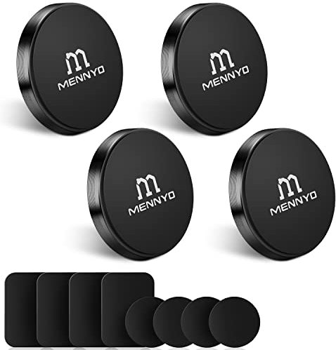 MENNYO Magnetic Phone Holder, Car Magnet Mount with Metal Plate Stick on Dashboard | Wall Magnet Sticker for iPhone 14/13/12/11/X/Xs/Xs Max/8,Samsung,Huawei & Other Mobile Phones(4 pieces)