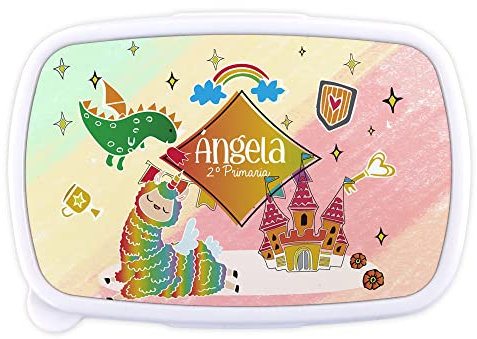 LolaPix Fiambrera Unicornio Niña. Fiambrera Infantil Personalizada. Caja merienda con Nombre y Curso. Apta para microondas y Libre de BPA, filatos y Metales Pesados. Varios diseños.Alpacornio Infantil