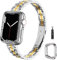 chuangshiji Cinturino compatibile con Apple Watch 38 mm 40mm 41 mm Cinturini in acciaio inossidabile per Apple Watch Band 9 8 7 6 5 4 3 2 1 SE Serie regolabile Cinturino per iWatch Donna Argento/oro