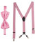 Massi Morino Hosenträger mit Fliege Rosa Set für Herren und Damen I Y-Form Träger elastisch mit extra starken Clips - 3,5cm breit - längenverstellbar I Vorgebundener Schlips für Anzug