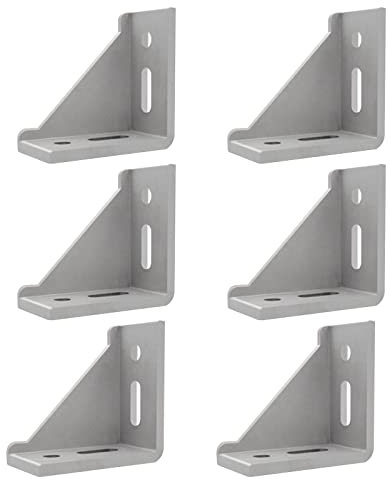 Lot de 6 équerres de fixation d'angle en aluminium 40 x 80 mm - Fixation du profilé d'angle - Matériel de fixation