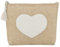Trousse de toilette en jute pour femme avec fermeture éclair et pompon, trousse de maquillage, voyage, Écru - Cœur, Trousses de toilettes