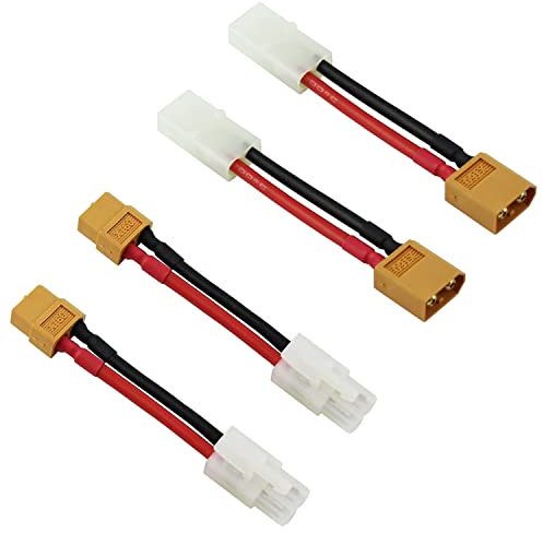 Boladge 2 Paare Kompatibel mit Tamiya auf XT60 Steckverbinder RC Männlich Buchse Adapter mit 10CM 14AWG Silikonkabel für NiCad NiMH Dynamitpacks