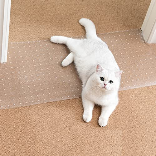 Uross Carpet Protector for Pets - Anti-Scratch Mat for Doorway, Easy to Cut Plastic Scratch Stopper, Cat Guard for Under Door, 3.6FT*2PCS
