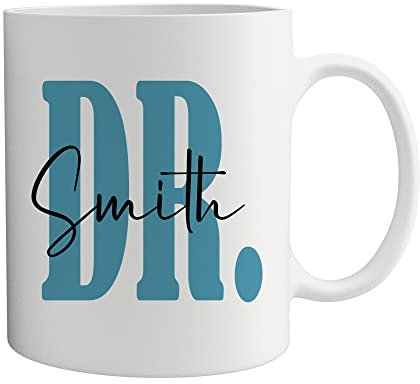 Pomchick - Personalised Doctor Mug with Last Name | 6 Colour Option | Thank You Gift | New Dr Present | Christmas Birthday Gift | Medical Student