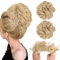 2 Stück Haarteil Mit Gummiband,Haarteil Hair Extensions Dutt Haarteil Gelockt Haarteil Haargummi Hochsteckfrisuren Brautfrisuren Gewellter Unordentlicher Haarknoten für Frauen/Mädchen Bleichblond