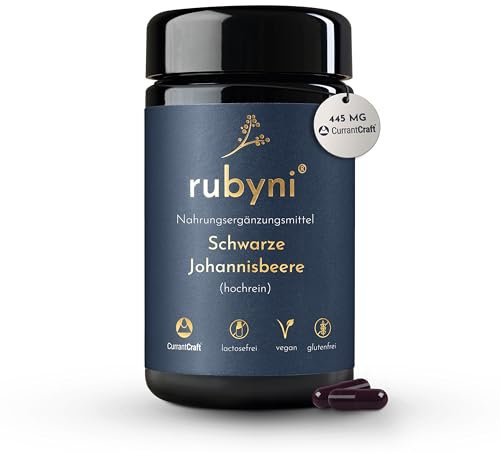 rubyni® Schwarze Johannisbeere (90 Kapseln) • 445mg Johannisbeerenextrakt hochdosiert (davon 48,9mg Anthocyane) • 100% CurrantCraft® • Natürliches Superfood • Vegan & ohne Zusätze