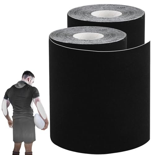 2 Rollen Tapeband Fussball, Extra Breit Wasserdicht Rasenband für Armfußball Extrem Klebend Sporttape Wickelband für Übungen Gymnastik um Rasenverbrennungen Vorzubeugen (Schwarz)